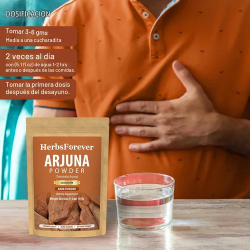 Vista 5 de HerbsForever Arjuna Powder – Terminalia Arjuna – Sin OMG, Orgánico, Vegano – 454 GMS