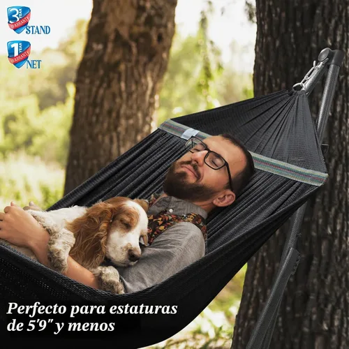 Vista 6 de Soporte de hamaca Tranquillo Uniki con garantía de 3 años, hamaca plegable instantánea de 30s con soporte, hamaca de camping con capacidad de 550 1.