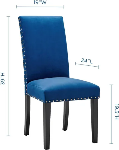 Vista 3 de Modway Parcel Performance - Juego de 2 sillas auxiliares de terciopelo para comedor, color azul marino