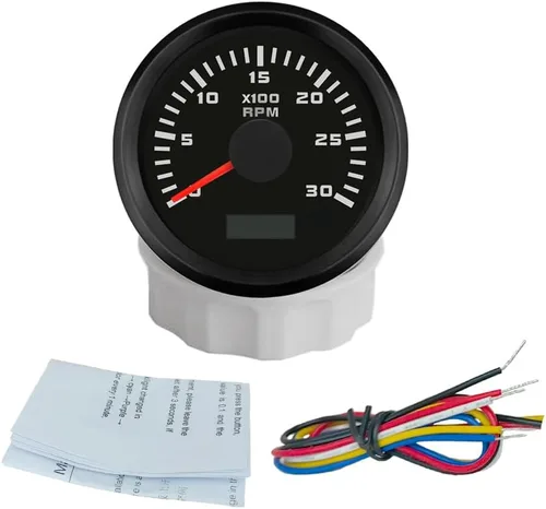 Vista 5 de ELING 52mm Generador 3000RPM Tacómetro con medidor de horas 12V 24V con retroiluminación roja