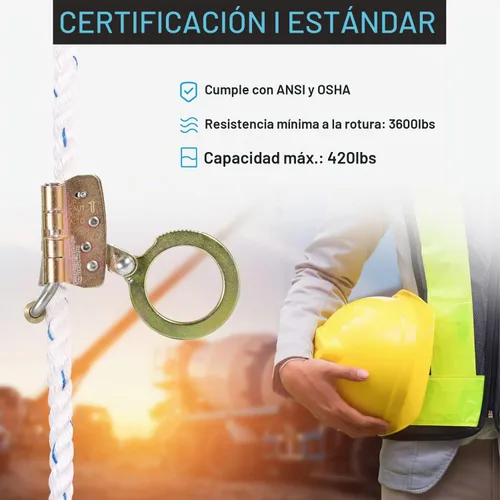 Vista 3 de Agarre de Cuerda de Protección contra Caídas con Función Antipánico, Agarres de Cuerda de Doble Bloqueo Auto-Trail Arrestador de Caídas, Usado