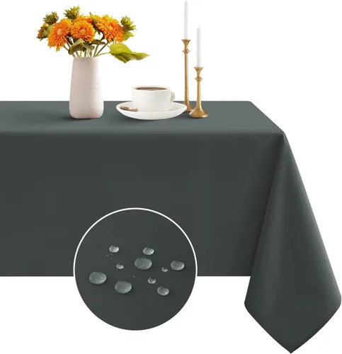 Vista 9 de Romanstile Mantel rectangular – Impermeable y resistente a las arrugas, mantel de poliéster lavable para cocina, comedor, fiesta, boda, uso en Beige