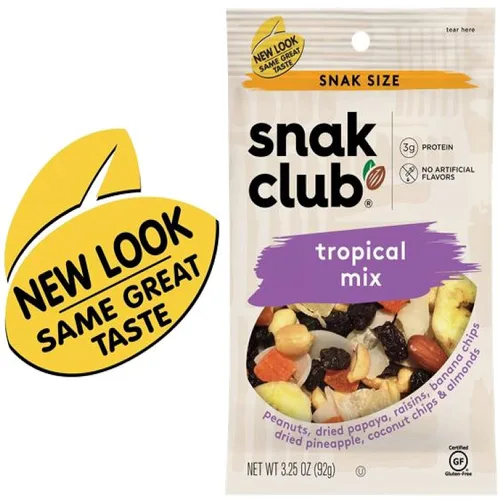 Vista 3 de Snak Club Tropical Trail Mix, bolsas de 3.25 onzas (paquete de 12)