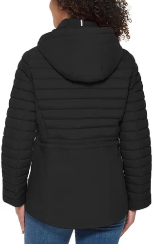 Vista 4 de Tommy Hilfiger Chaqueta elástica ligera con capucha y cordón para mujer