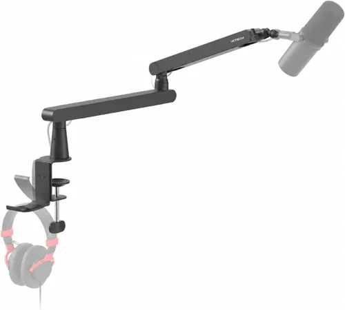 Vista 11 de IXTECH Brazo de Micrófono para Escritorio, Brazo de Micrófono Giratorio de 360° de Bajo Perfil, Brazo de Micrófono Ajustable con Columna Desmontable