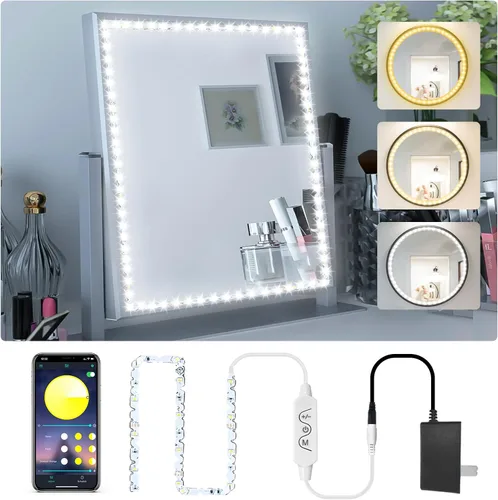 Vista 9 de Daymeet Luces LED de espejo de tocador con sensor de movimiento, luces LED activadas por movimiento de 4m para espejo, luces de tira flexibles