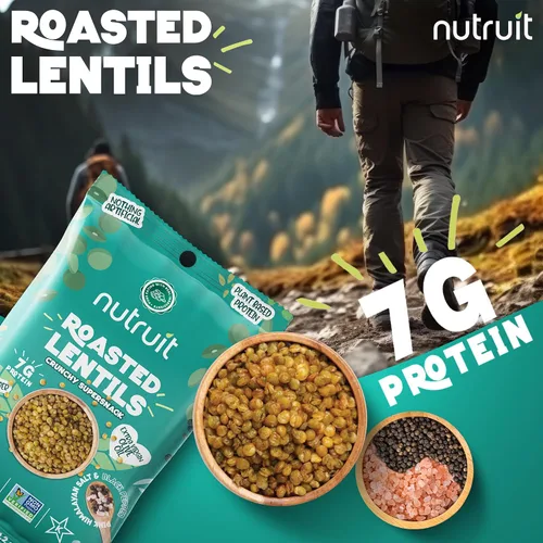 Vista 6 de Nutruit Snack de Lentejas Tostadas - Sal del Himalaya y Pimienta Negra Saludable - Vegano, Sin Gluten, Sin OMG, Alto en Proteínas, Saludable Para