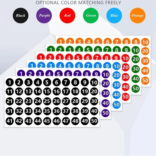 Vista 6 de RIVEENY 24 hojas de calcomanías de números consecutivos de 1 a 100, 1 pulgada, 12 juegos de calcomanías de vinilo autoadhesivas de alta calidad