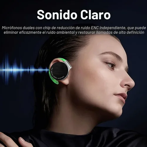 Vista 5 de Jectse Auriculares con clip, Bluetooth 5.2 con estuche de carga, modo brillante, llamadas binaurales HD, color negro