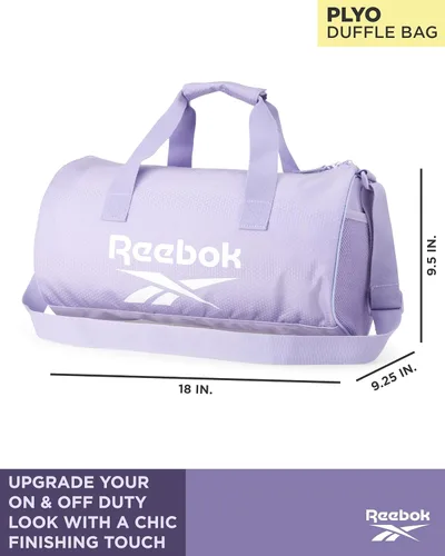 Vista 2 de Reebok Bolsa de lona Bolsa de gimnasio deportiva Plyo equipaje de mano ligero para fin de semana durante la noche para viajes, playa, yoga, Lavanda