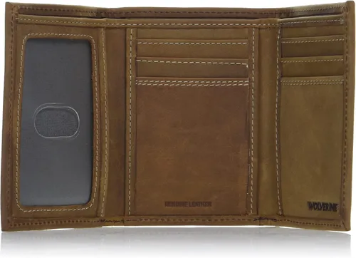 Vista 6 de Wolverine Mens Bifold Wallet RFID Protection ID Window Card Slots Bill Pocket Durable Leather Canvas
