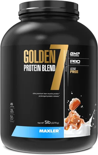 Vista 8 de Maxler Golden 7 Protein Blend - Proteína en polvo para ganancia muscular y recuperación - Polvo de proteína de fresa de 2 libras