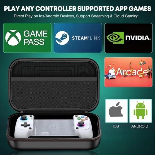Vista 3 de 【Anti-Drift & Fast-Connect】Wireless Game Controller for iPhone/Android with Case Hall Joysticks Bluetooth Phone Controller, For Cloud Gaming