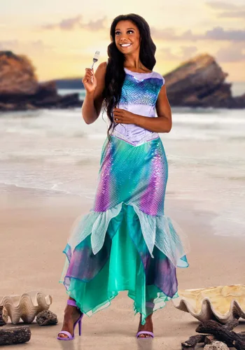 Vista 2 de Disfraz Deluxe de Ariel La Sirenita Live Action para Mujer Multicolor