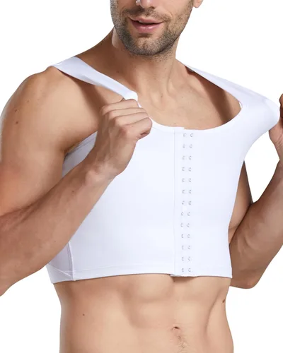 Vista 8 de Chaleco de compresión para hombre, fajas de entrenamiento para hombre, soporte de espalda, ginecomastia Negro