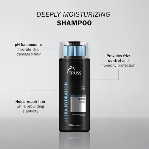 Vista 2 de TRUSS Champú para cabello ultra hidratante para mujeres y hombres, champú hidratante para cabello seco, restaura la fuerza, suavidad y brillo