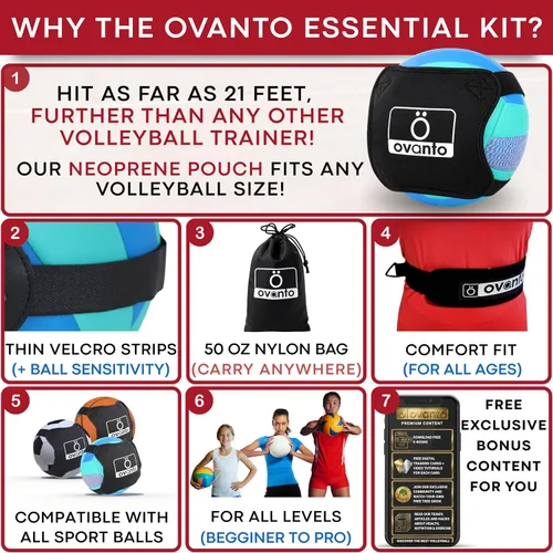 Vista 4 de OVANTO Volleyball Training Equipment Aid – Adjustable Practice Volleyball Kit