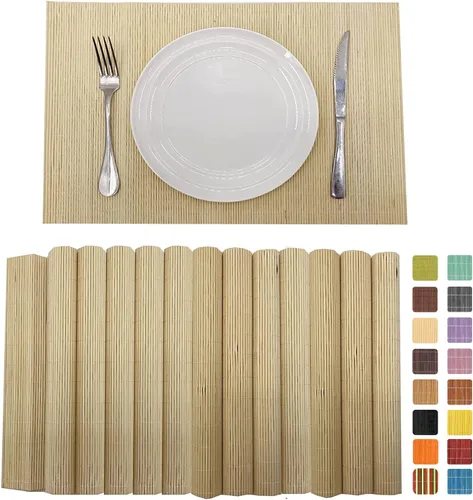 Vista 7 de Juego de 8 manteles individuales de bambú para sushi, estilo japonés, antideslizantes, de bambú, lavables, resistentes al calor, para comedor