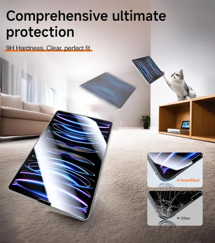 Vista 5 de SMARTDEVIL Protector de pantalla para iPad Air 5ª/4ª de 10.9 pulgadas (2022/2020), iPad Pro de 11 pulgadas (2022/2021/2020/2018) con marco de fácil