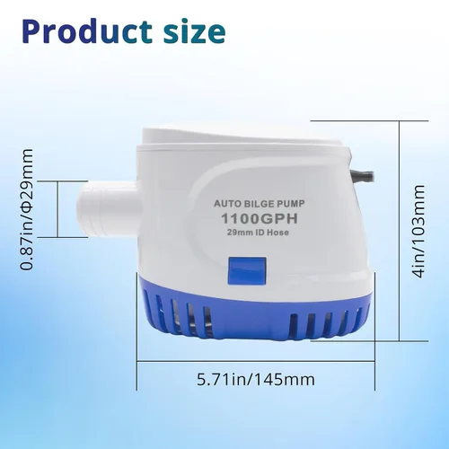 Vista 5 de Bomba de agua automática de 1100 GPH, bomba de sentina de 12 V, equipada con interruptor flotante interno, adecuada para submarinos, charcos