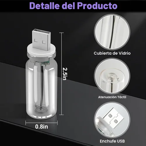 Vista 5 de SINGARO 2PCS Luces LED USB de noche para automóvil, lámpara retro para decoración de atmósfera automotriz, luces de ajuste táctil