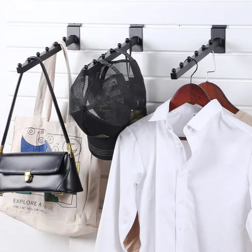 Vista 5 de Tatuo Paquete de 10 cascada de bolas de 6 bolas para Slatwall, accesorio de pared de listones de 12 pulgadas, ganchos y perchas para ropa, venta al