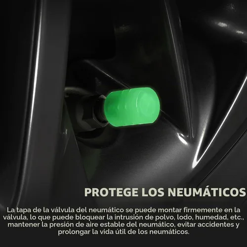 Vista 3 de 20 tapones fluorescentes para válvulas de neumáticos, tapas de válvula de neumáticos brillantes, cubiertas luminosas para válvulas de ruedas