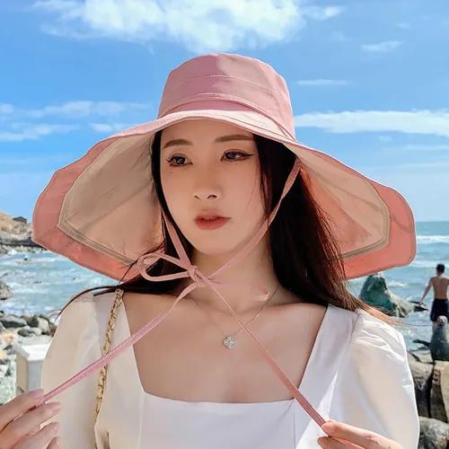 Vista 50 de Sombrero de sol de ala súper ancha para mujer, de algodón, plegable, reversible, con borde con cable, protección UV, verano, playa, viajes, jardín