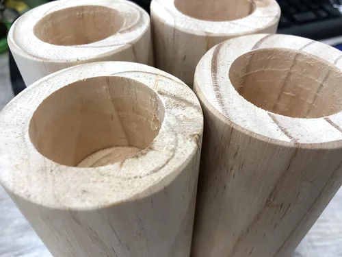 Vista 6 de 4 elevadores cilíndricos de madera para sofá, silla, mesa Inner Dia.1.69",Increase Height 2",Wooden Solid Original Color,DIY