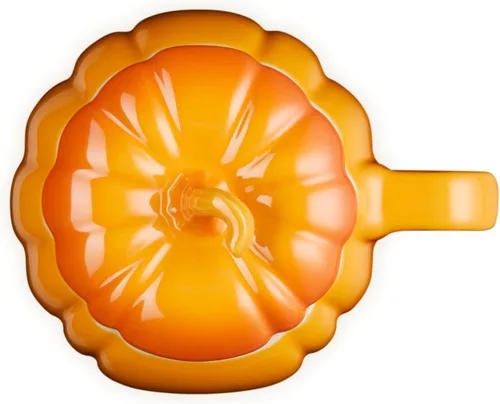 Vista 2 de Le Creuset - Taza de cerámica de calabaza con tapa, 14 onzas, caqui Naranja (Persimmon)