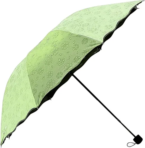 Vista 2 de Japard Sombrilla plegable Flor mágica en la lluvia, sombrilla de viaje con protección UV para mujeres y niñas, deportes al aire libre, camping