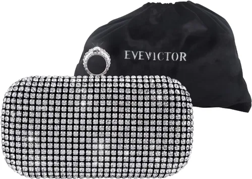 Vista 6 de Evevictor Bolso de mano de noche para mujer, bolso de noche brillante para cóctel, graduación, fiesta, bolso de noche pequeño de cristal para boda