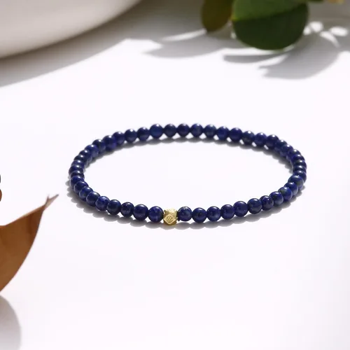 Vista 2 de Pulsera de lapislázuli hecha a mano, pulseras de piedras preciosas de cristal de chakra de la amistad, pulsera de protección con cuentas