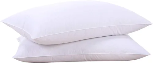 Vista 4 de puredown® - Juego de 2 almohadas de plumas y plumón de ganso blancas con funda de 100% algodón suave, almohadas de colección de hotel para cama