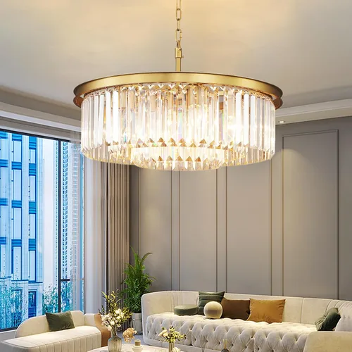 Vista 5 de Candelabros de cristal de cobre, lámparas de techo modernas y contemporáneas, mini candelabro de 3 niveles, 8 luces colgantes, iluminación colgante