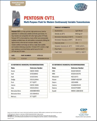Vista 5 de Pentosin 1120107 - Fluido de transmisión CVT 1, 0.26 galones