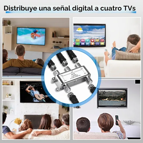 Vista 7 de NEWCARE Divisor de cable coaxial digital de 4 vías 5-2400 MHz, compatible