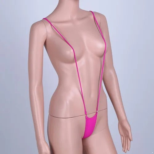 Vista 3 de Fldy Tangas de hombro sexy para mujer con tirantes en G, mini micro bikini traje de baño, tangas en T