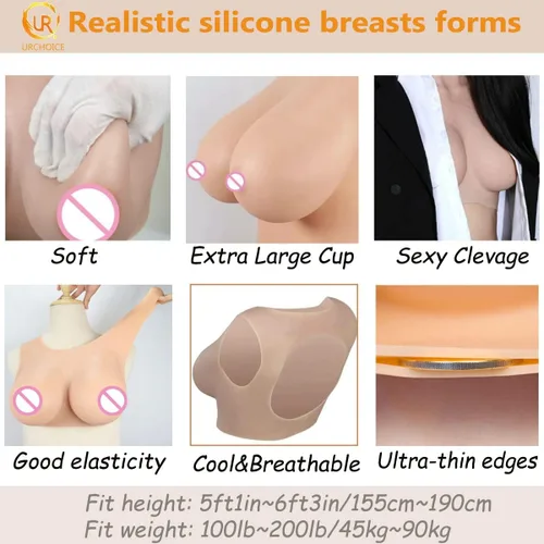 Vista 6 de Pecho de silicona realista, cuello redondo, tetas falsas, bragas de vagina, bragas falsas para ocultar el coño, tanga acolchada