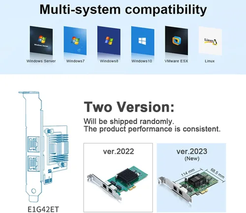 Vista 5 de Tarjeta de interfaz de red Gigabit Ethernet (NIC) de 10/100/1000Mbps de doble cobre RJ45, con chip Intel 82576, equivalente a Intel E1G42ET, PCIE