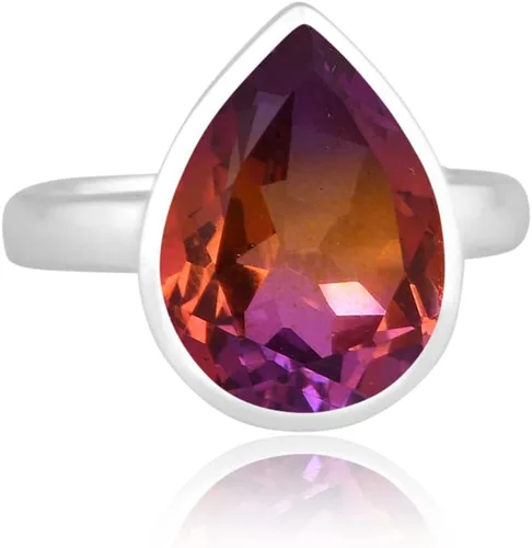 Vista 25 de PANOPLY Bio Pink Doublet Quartz Solid 925 Sterling Silver Ring for Women