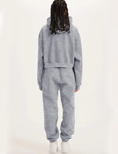 Vista 27 de Kissonic Conjunto deportivo de forro polar para mujer, 2 piezas, sudadera con capucha y pantalones deportivos