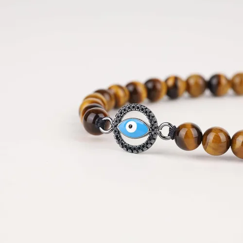 Vista 5 de COAI Pulsera de mal de ojo con cuentas de piedra