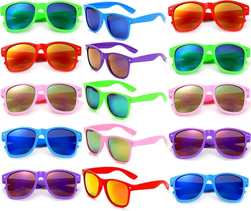Vista 22 de Gafas de sol clásicas para hombre, paquete de 15 unidades, espejo colorido Negro Espejo