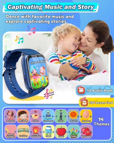 Vista 3 de Sueseip Reloj para Niños Juguetes para Niños de 6 a 8 años, pantalla táctil HD, doble cámara, reloj inteligente para niños de 5 a 7 años, juguetes
