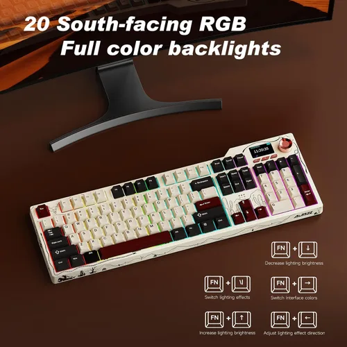 Vista 7 de Ajazz AK35I V4 Customizable Wireless Gaming Mechanical Keyboard, Wired/Wireless 2.4G/BT, Gasket Structure, 10000mAh Battery, Full-Color RGB