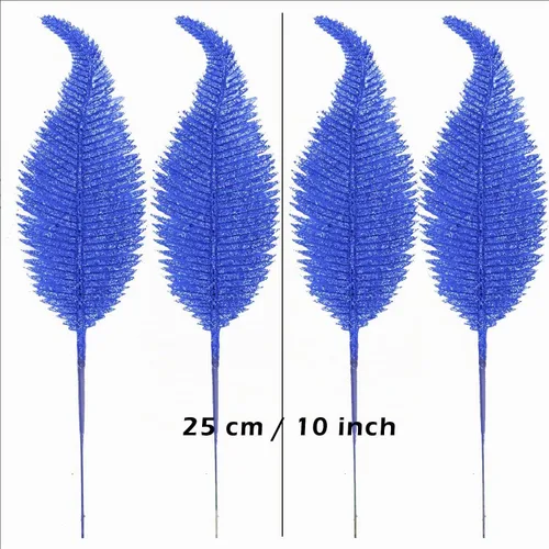 Vista 2 de 20 piezas de hojas artificiales con purpurina de Navidad, ramas de hojas artificiales brillantes para picks de árboles de Navidad, adornos de 10