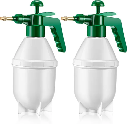 Vista 9 de Ziliny 2 botellas de pulverización de mano de 27 onzas, botellas de spray de jardín Mister, pulverizador de mano a presión para césped con boquilla