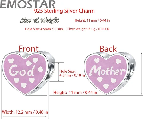 Vista 2 de EMOSTAR Dijes temáticos para el día de la madre, plata de ley, madre, padre, hija, hijo, nana, esposa, marido, madrina, corona de mamá, cuentas