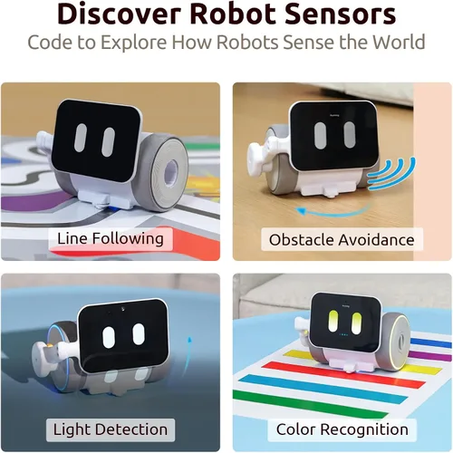 Vista 5 de WhalesBot Pubbo Air - Robot interactivo inteligente para niños, voz/táctil/aplicación/control remoto, codificación modular/rasguño, robótico